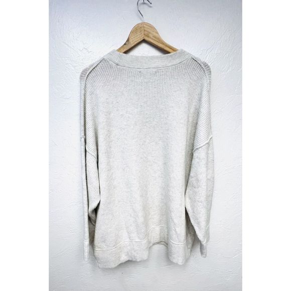 Aerie’ Womens Crew Neck Tunic Over Sized Sweater Off White Grey Soft Sz XL Knit - Picture 7 of 7